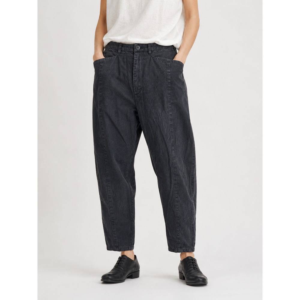 Pas de Calais Black Cotton Barrel Leg Pants Japan Size 36 Avant Garde